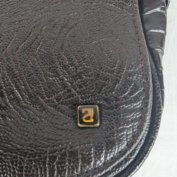 Nas Bag Purse Shoulder Bag Crossbody Brown Alligator Snakeskin Pattern Vtg 80s - Picture 6 of 12